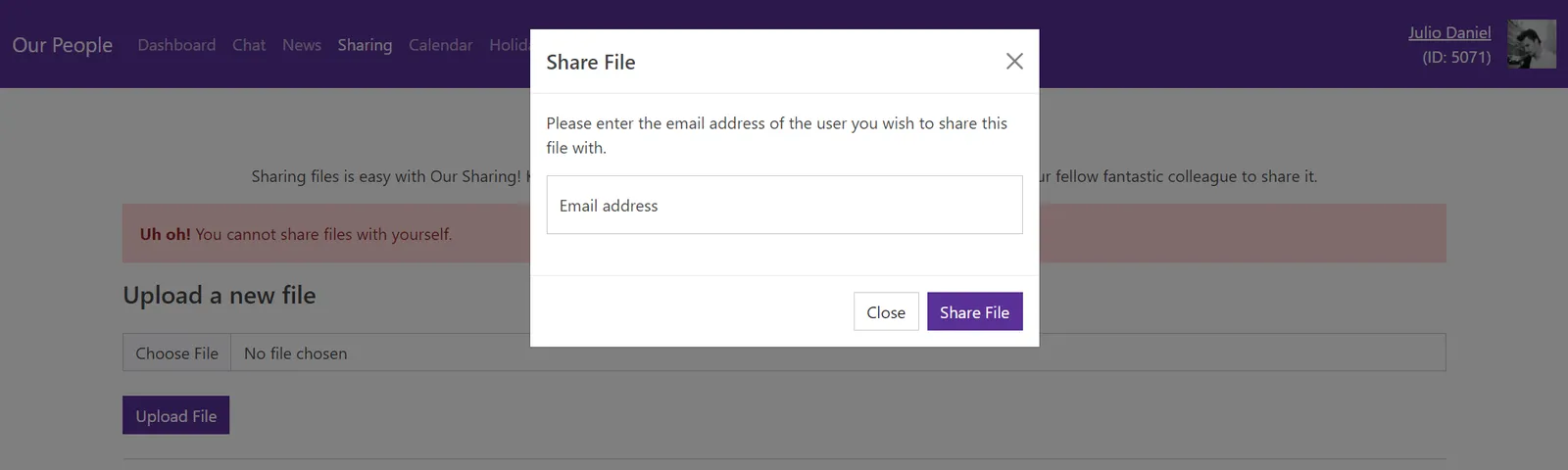 File sharing feature
