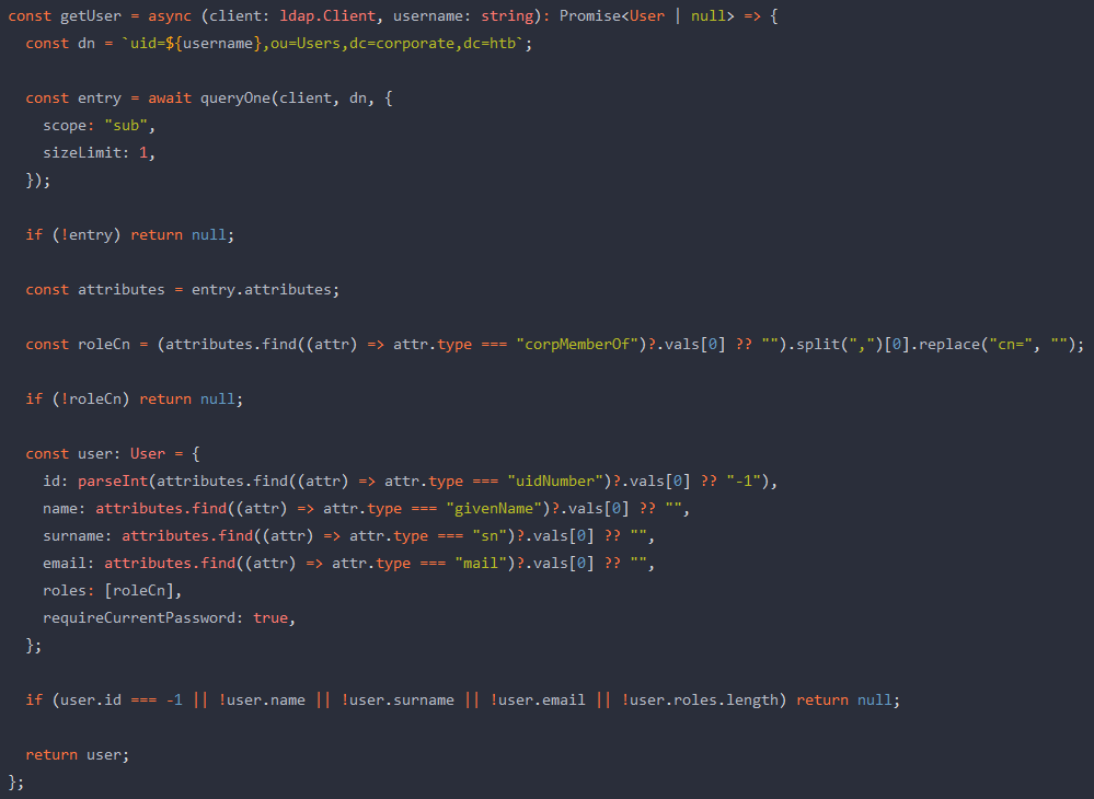 getUser() function